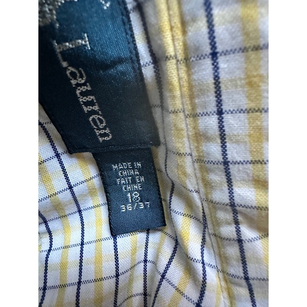 Ralph Lauren Classic Fit Men Long Sleeve Button Down Shirt Yellow Blue Plaid 18 - Picture 6 of 9